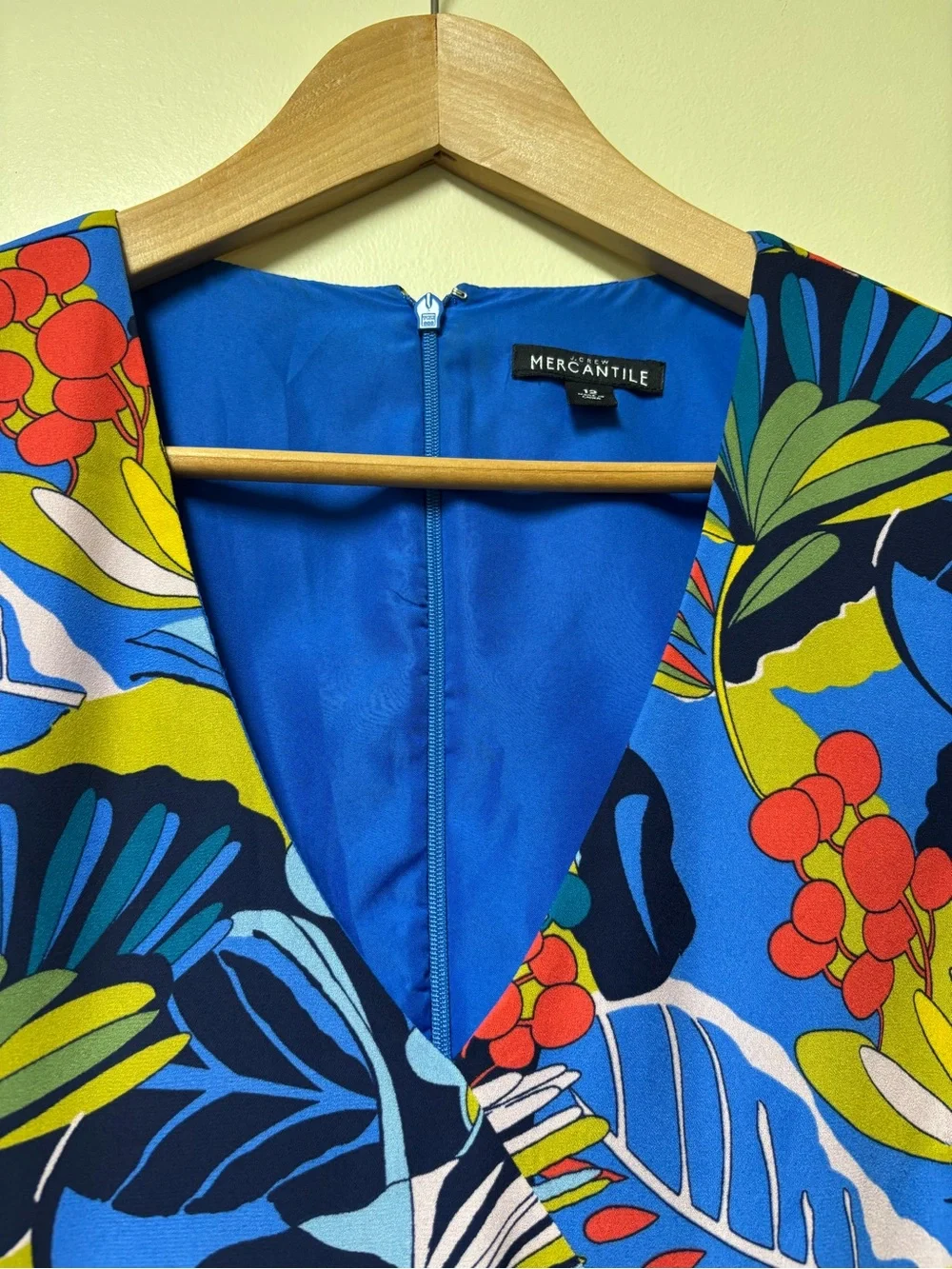 J Crew Mercantile Bright Blue Floral Faux Wrap Mini Dress 12